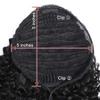 Human Hair Curly Ponytail Brazilian Kinky Curly Clip in Pony Tail Hair Extensions for Black Women Drawstring Ponytail Extensions Natural Black 24 Inch view 3