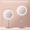 15X/1X Lighted Makeup Mirror with Magnification, 8 Rechargeable Magnifying Mirror with Lights, Adjustable Brightness Light Up Table Mirror with Adjustable Height, 360 Rotation Vanity Makeup Mirror view 2