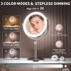 15X/1X Lighted Makeup Mirror with Magnification, 8 Rechargeable Magnifying Mirror with Lights, Adjustable Brightness Light Up Table Mirror with Adjustable Height, 360 Rotation Vanity Makeup Mirror view 4