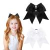 2Pcs Cheer Bows - Ponytail Holder Elastic Band Bows - Hair Accessories for Girls - Softball & Cheerleading (8inch, White & Black) view 1