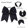 2Pcs Cheer Bows - Ponytail Holder Elastic Band Bows - Hair Accessories for Girls - Softball & Cheerleading (8inch, White & Black) view 2