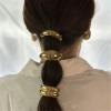 Papasgix Metal Hair Cuffs, Geometric Elastic Hair Ties for Thick Hair - Gold Ponytail Cuff Elastic Hair Ties (4pcs) Women's Accessories view 4