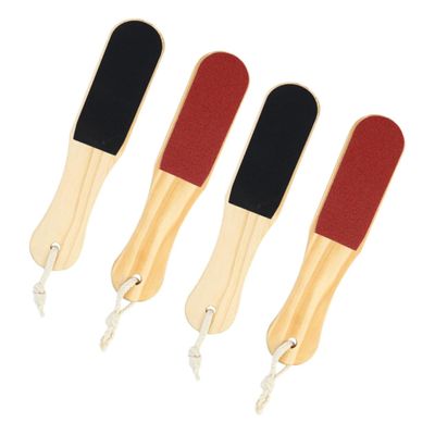 Beatifufu 4pcs Wooden Foot Care Tool Double Sided Pedicure File for Dead Skin Removal Portable Foot Scraping Board for Home and Professional Use