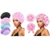 (2Pcs + 4Pcs) Satin Silk Hair Bonnet for Sleeping,Large Bonnets with Elastic Wide Tie Band Silk Sleep Cap,Hair Wrap Night Cap with Adjustable Straps for Black Women Curly Hair Jumbo Bonnet Braid view 1