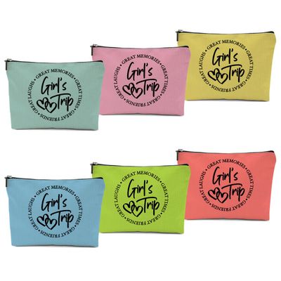 6 Pcs Girls Trip Gifts Favors, Girls Weekend Gifts Makeup Bag, Bestie Gifts Weekend Bag Travel Gifts Vacation Cosmetic Bag, Friendship Gifts for Women Bride, Graduation Wedding Gifts Toiletry Bag