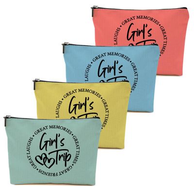 4 Pcs Girls Trip Favors - Girls Weekend Gifts, Bestie Gifts for Women - Graduation Wedding Toiletry Bag
