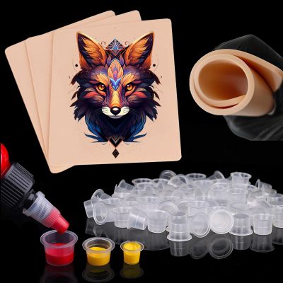 15pcs 3MM Fake Skin Tattoo with 1000pcs Ink Caps Mixed Sized