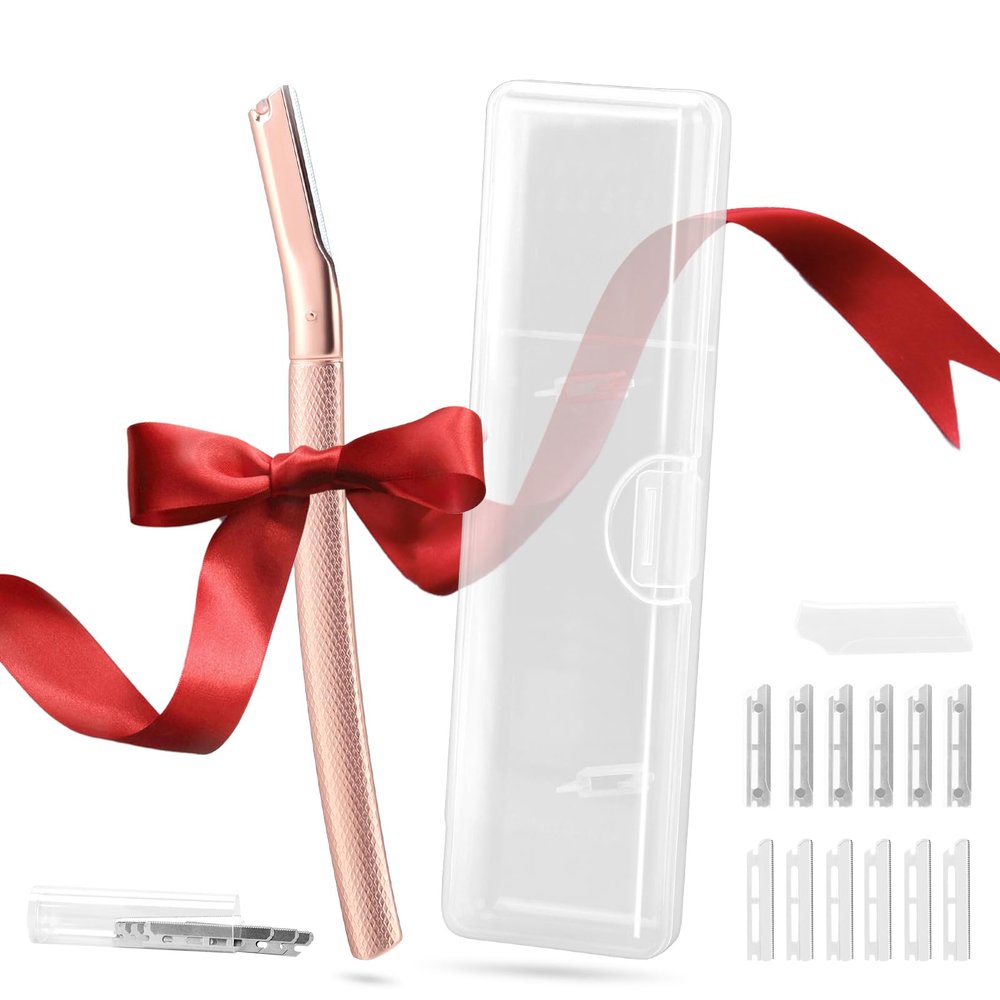AIBRIT PRO Dermaplaning Tool for Face, Dermaplane Razor for Peach Fuzz with Metal Grip, Professional Eyebrow Razor for Women, Facial Razor for Women Silver (12 Replaceable Blades)