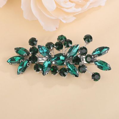 BERYUAN Teardrop Crystal Rhinestone Hair Clips Women Wedding Rhinestone Hair Clips Rhinesotne Crystal Handmade Wedding Headpiece for Women (peacock green)