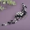 BERYUAN Bridal Rhinestone Pearls Hair Comb Flowers Pearls Rhinestone Wedding Headband Crystal Rhinestone Pearls Handmade Hair Comb for Wedding Bridal Women (black) view 2