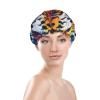 Colorful stripes Printed Waterproof Shower Cap for Women,Reusable Double layer Shower Caps with PEVA Lining view 3