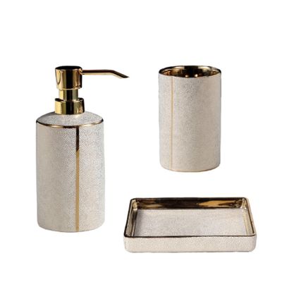 MAKEJ Ceramic Toiletry Set Bathroom Supplies Toothbrushing Cup/Lotion Bottle/soap Dish Home Bathroom Accessories(4pcs)
