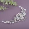 BERYUAN Bridal Rhinestone Pearls Hair Comb Flowers Pearls Rhinestone Wedding Headband Crystal Rhinestone Pearls Handmade Hair Comb for Wedding Bridal Women (opal) view 2