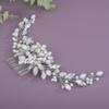 BERYUAN Bridal Rhinestone Pearls Hair Comb Flowers Pearls Rhinestone Wedding Headband Crystal Rhinestone Pearls Handmade Hair Comb for Wedding Bridal Women (opal) view 3