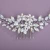 BERYUAN Bridal Rhinestone Pearls Hair Comb Flowers Pearls Rhinestone Wedding Headband Crystal Rhinestone Pearls Handmade Hair Comb for Wedding Bridal Women (opal) view 4