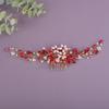 BERYUAN Bridal Rhinestone Pearls Hair Comb Flowers Pearls Rhinestone Wedding Headband Crystal Rhinestone Pearls Handmade Hair Comb for Wedding Bridal Women (red) view 1