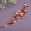BERYUAN Bridal Rhinestone Pearls Hair Comb Flowers Pearls Rhinestone Wedding Headband Crystal Rhinestone Pearls Handmade Hair Comb for Wedding Bridal Women (red) view 2