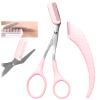 Eyebrow Trimmer Scissor, 2024 Upgraded Stainless Steel Eyebrow Scissors for Women or Men With CombNon-Slip Eyebrow Cutter Hair RemovalPortable Eyebrow Scissors (Pink scissors, spatula) view 1