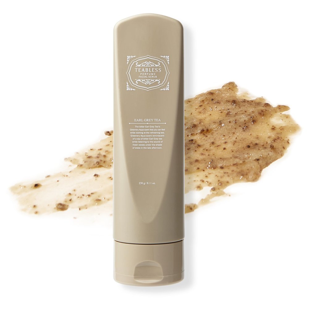 TEABLESS Earl Grey Tea Perfumed Facial Scrub, Transforming scrub, Gentle Daily Scrub & Cleanser for Exfoliation, blackheads & pore care, Greenery aqua Scent, Vegan