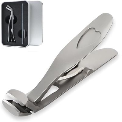 AZMYSM Cumulus Clipmaster Pro, Ultra Wide Diagonal Jaw Nail Clipper, Ergonomic Angled Head Senior Toenail Clipper, Stainless Steel Wide Jaw Opening No Splash, for Men Women (Silver+Box+File)