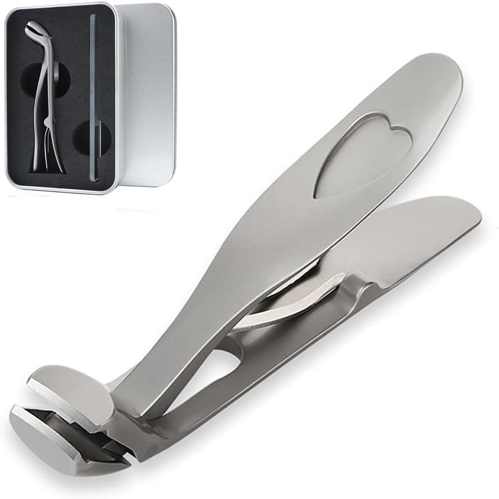 AZMYSM Cumulus Clipmaster Pro, Ultra Wide Diagonal Jaw Nail Clipper, Ergonomic Angled Head Senior Toenail Clipper, Stainless Steel Wide Jaw Opening No Splash, for Men Women (Silver+Box+File)