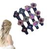 Newnewlooks Sparkling Crystal Stone Braided Hair Clips, 4pcs Rsvelte Triple Braided Hair Clips with 3 Small Clips for women, Small Rhinestone Hair Braid Clips (C) view 1