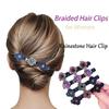 Newnewlooks Sparkling Crystal Stone Braided Hair Clips, 4pcs Rsvelte Triple Braided Hair Clips with 3 Small Clips for women, Small Rhinestone Hair Braid Clips (C) view 3