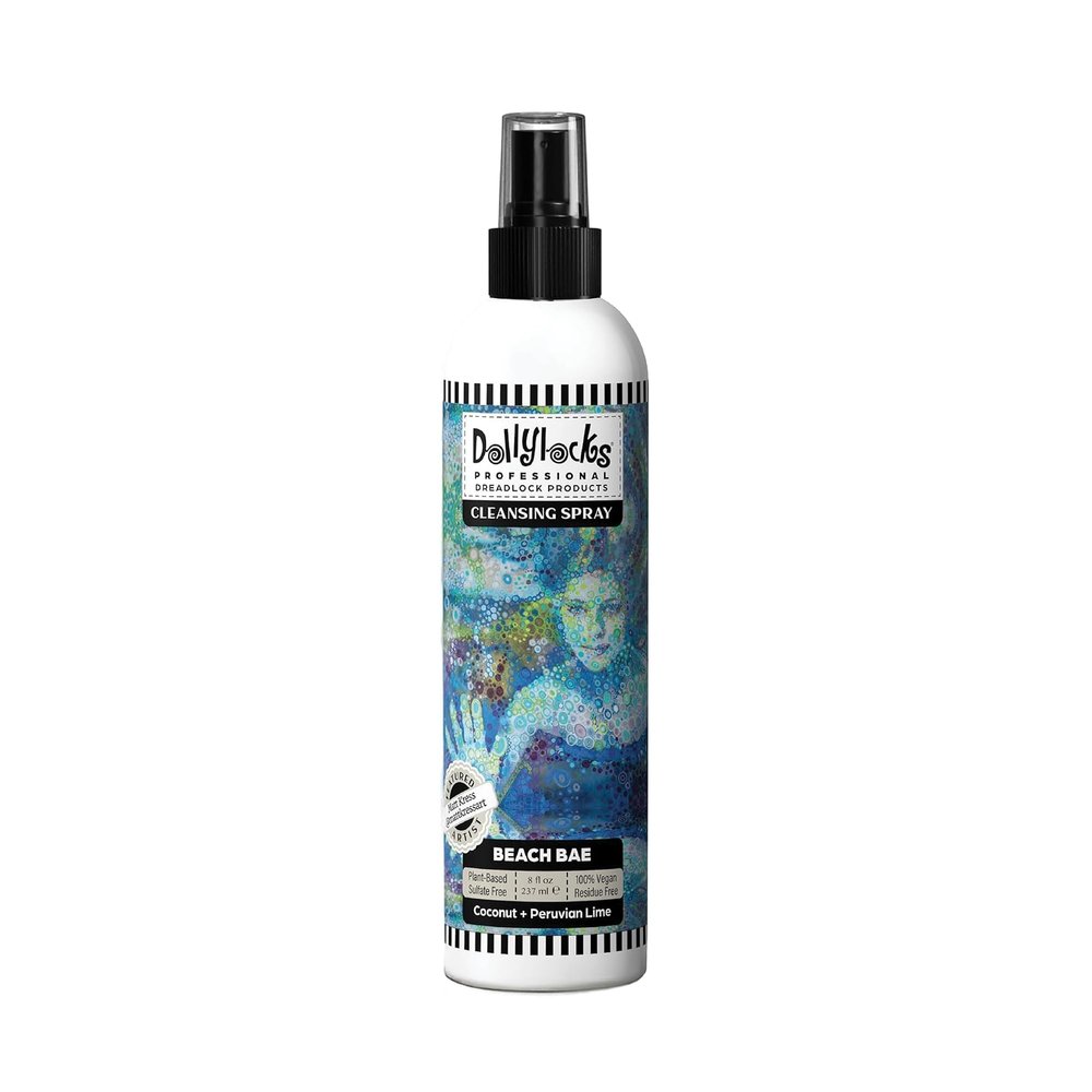 Dollylocks Cleansing Rinse-free Shampoo Spray | Removes Build-up + Moisturizes | Plant-Based Residue-free Vegan | Locs, Braids, Hair Extensions, Dreadlocks | Coconut Lime | 8oz