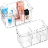 5-Compartment Clear Plastic Bin - Divided Art Supplies, Cosmetic Makeup Caddy Organizer - Multiuse Storage Container for Vanity, Bathroom, Kitchen, Office, Craft, Shower, Cleaning Items, (4 Pack) view 1