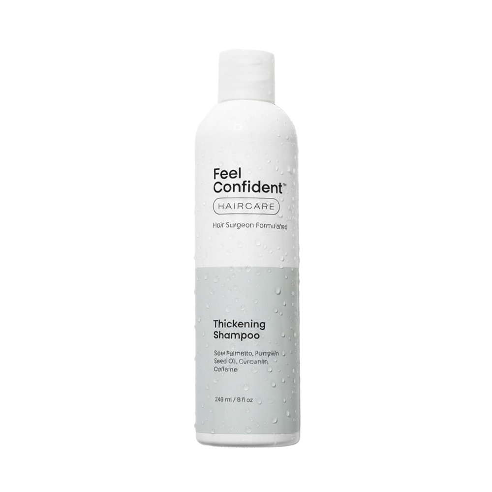 Feel Confident Haircare Thickening Shampoo for Men & Women with Fine or Thinning Hair, Hair Surgeon Formulated with Pumpkin Seed Oil, Turmeric, Saw Palmetto & Caffeine for Density & Growth 8oz /240 mL