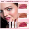 Lip Stain Makeup Pen-Hydrating Lip Tint Stain Lip Liner Tattoo Pencil,Matte Color Look,Longlasting Waterproof Lipstain Lipgloss,Precise Chisel Tip Smooth,Christmas Makeup Gift for Women-02+04+05 view 2