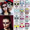 12 PCS Day of the Dead Costume Tattoos for Halloween - Temporary Sugar Skull Face Stickers for Makeup, Masquerade, Parties. Face & Body Tattoos for Events view 1