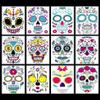 12 PCS Day of the Dead Costume Tattoos for Halloween - Temporary Sugar Skull Face Stickers for Makeup, Masquerade, Parties. Face & Body Tattoos for Events view 2