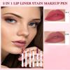 Lip Stain Liner Pen-Hydrating Lip Tint Stain Lip Makeup Tattoo Pencil,Matte Color Look,Longlasting Waterproof Lipstain Lipgloss,Precise Chisel Tip Smooth,Christmas Makeup Gift for Women-01+03+06 view 2