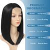 meiliprotea Black Bob Wig Middle Part Glueless Synthetic Lace Front Wig 15 Inch Shoulder Length Short Straight Bob Wigs No Bangs for White and Black Women Daily Party Use (1B) view 2