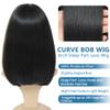meiliprotea Black Bob Wig Middle Part Glueless Synthetic Lace Front Wig 15 Inch Shoulder Length Short Straight Bob Wigs No Bangs for White and Black Women Daily Party Use (1B) view 3