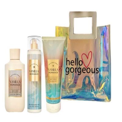 NinthAvenue Basics Vanilla Romance - Bath/Body Works - 3 Piece Bundle - Spray - Body Cream - Shower Gel - Full Size and Hello Gorgeous Gift Bag