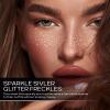 Glitter Freckles Face Tattoo - 10pcs Silver Face Glitter Makeup Speckles, Sparkle Makeup Patches view 3