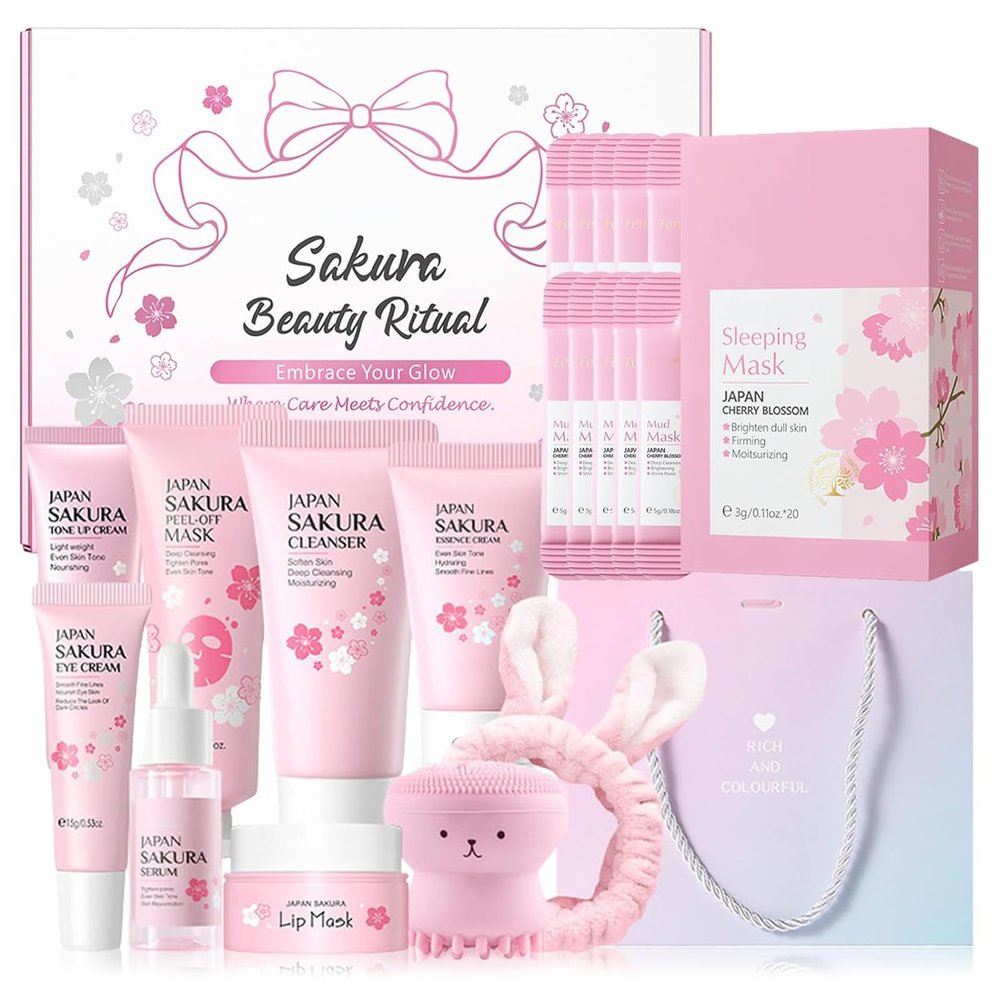 Japan Sakura Skin Care For Kids Set, Kids Skin Care Set For Girls Ages 8-12, Skin Care For Teens 10-12 Gift Set, Girls Skin Care For Kids Age 8-12, Skin Care For Teens 10-12, Japanese Sakura Kit