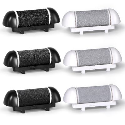 6 Pack Replacement Roller Refill Heads for Electric Foot Callus Remover, Electric Pedicure Tools Refill Heads with Extra, Regular, Fine Coarse 2 Each, Foot File Refill Roller