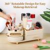 360 Rotatable Large Capacity Cosmetic Display Case with Drawer, Makeup Organizer, Rotating Makeup Case Box, Brushes, Skincare, Eyeshadow, Lipstick view 2