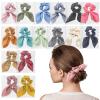 16 Pack Bow Hair Scrunchies Individually Wrapped,Coloful cute hair ties,Bunny Ear Scrunchies Adorable Chiffon Bow Scrunchies Hair ties for Women Girls view 1