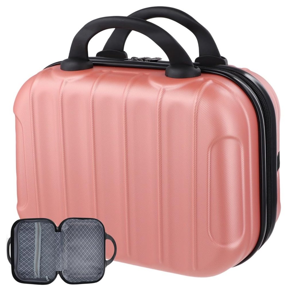 Chewtoyo Hard Shell Small Abs Travel Makeup Portability Organizer Case with Luggage Bussiness in Suitcase, Cosmetic Carrying Travel Hand with Elastic Elastic Suitcase Business Elastic Hand Band