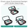 BAGSMART Double Layer Clear Makeup Bag, TSA-Approved Toiletry Bag, Large Opening with Handle, Cute Water-Resistant Travel Cosmetic Bag with Double Zipper for Car Essentials(Black) view 3