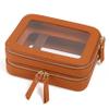 Prite Large Clear Makeup Bag Double Layer Makeup Bag for Women Travel Toiletry Bag Cosmetic Train Case with a Separate Brush Compartment for Car Essentials(Brown) view 1