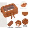 Prite Large Clear Makeup Bag Double Layer Makeup Bag for Women Travel Toiletry Bag Cosmetic Train Case with a Separate Brush Compartment for Car Essentials(Brown) view 4