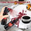 QIUFSSE Halloween Fake Blood Makeup Kit,Includes Fake Blood Spray,Dripping Blood,Coagulated Blood,Stippling Sponge,Washable Fake Blood for Clothes Face Mouth Vampire Zombie Cosplay Makeup Paint view 2
