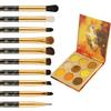 docolor 10Pcs Eye Makeup Brushes Skull Printed Eyeshadow Makeup Brush Set and Yellow Eyeshadow Palette 9 Colors Gemstone Shadow Palette Highly Pigmented Mattes Shimmers Long-Lasting Makeup Palette view 1