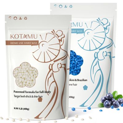 KOTAMU 1lb White Wax Beads & 1lb Blue Waxing Beads