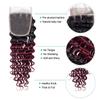 1B/99j Red Deep Wave Black Burgundy Curly Closure Human Hair 4x4 HD Transparent Lace 20 Inch High Density Brazilian Unprocessed Virgin Hair Wet And Wavy For Woman view 3